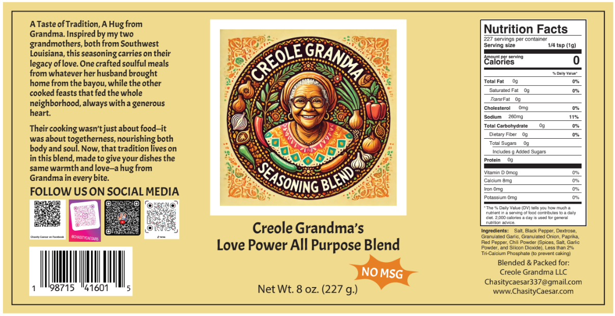 Creole Grandma Love Power All Purpose Seasoning Blend 16 oz